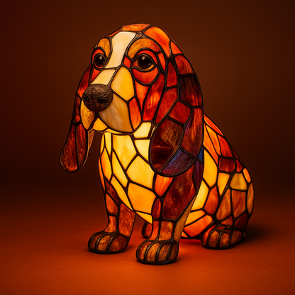 GlowPup™ Stained Resin Dog Lamp – Artisan Breed Collection