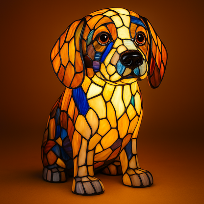 GlowPup™ Stained Resin Dog Lamp – Artisan Breed Collection