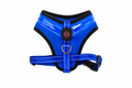 Blue GlowPup LED safety harness on a white background