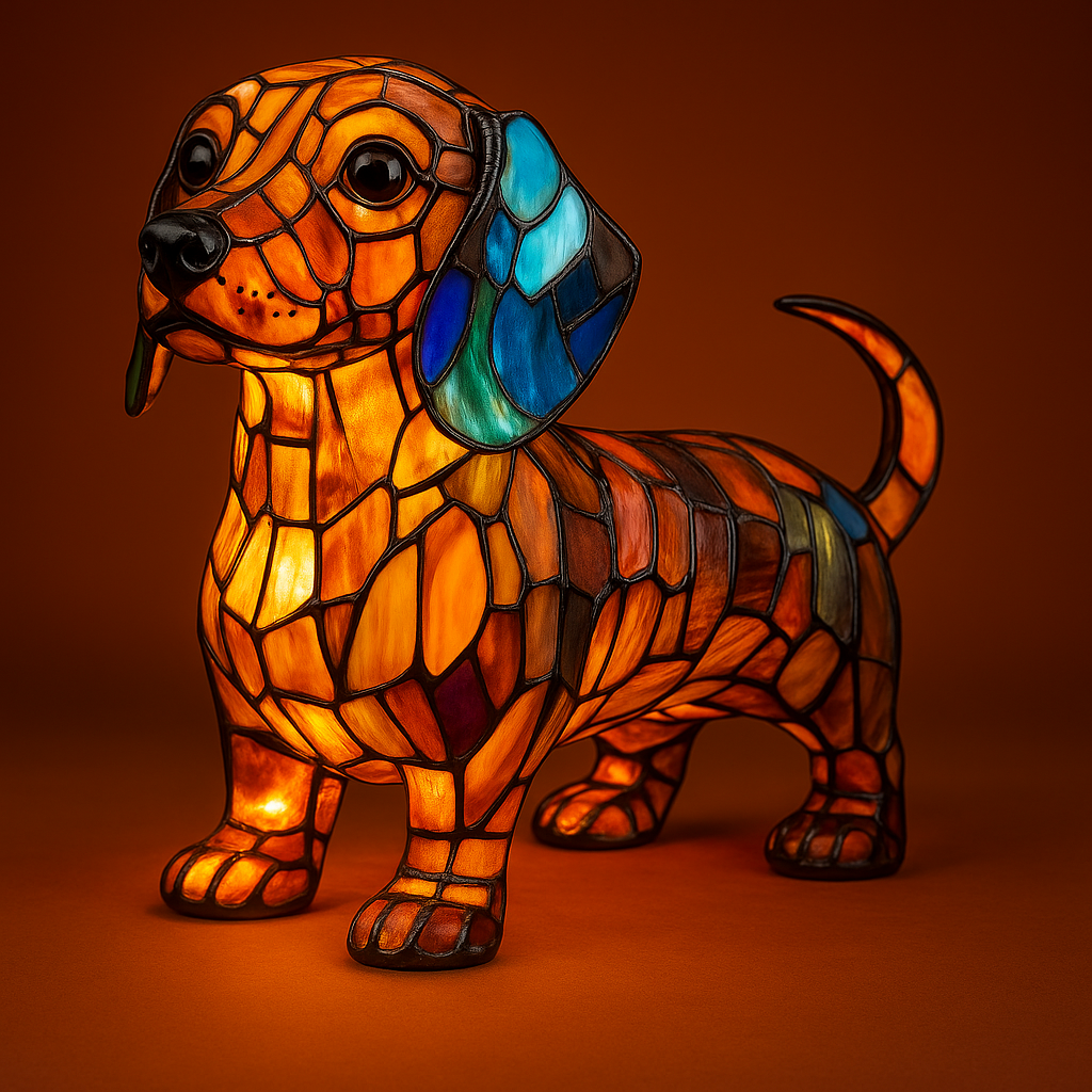 GlowPup™ Stained Resin Dog Lamp – Artisan Breed Collection