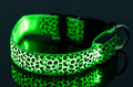 Green illuminated leopard-pattern LED dog collar