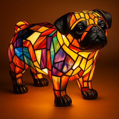 GlowPup™ Stained Resin Dog Lamp – Artisan Breed Collection